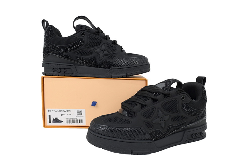 【EA0ET】SK8全黑钻面 路易威登 LV休闲板鞋 LOUIS VUITTON All Black Diamond Surface