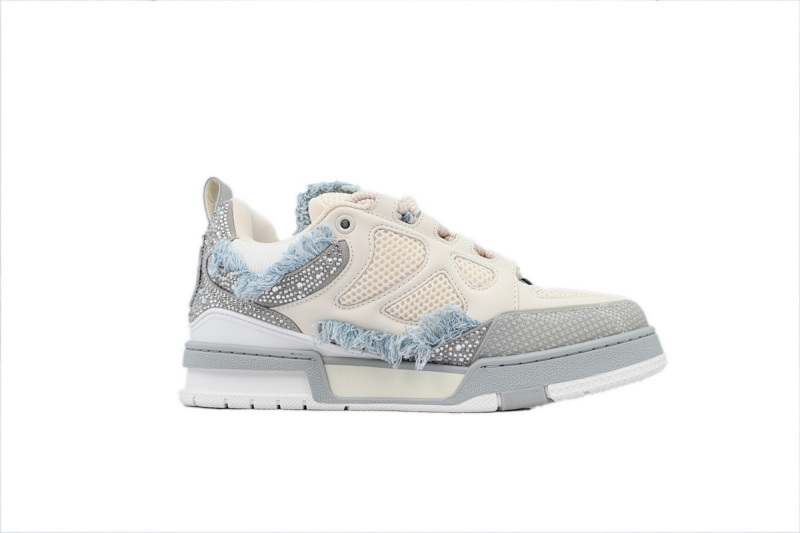 【EA0ET】SK8马毛灰白钻 路易威登 LV休闲板鞋 LOUIS VUITTON Horse Hair Gray White Diamond