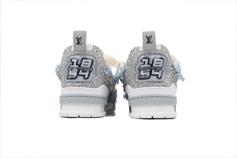 【EA0ET】SK8马毛灰白钻 路易威登 LV休闲板鞋 LOUIS VUITTON Horse Hair Gray White Diamond