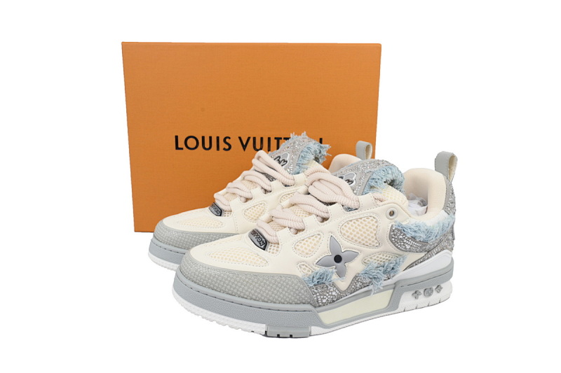 【EA0ET】SK8马毛灰白钻 路易威登 LV休闲板鞋 LOUIS VUITTON Horse Hair Gray White Diamond