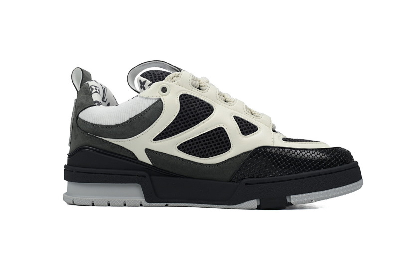 【EA0ET】SK8黑灰 路易威登皮革系带时尚板鞋 1AC52M Louis Vuitton Leather lace up Fashionable Board Shoes Black Gray