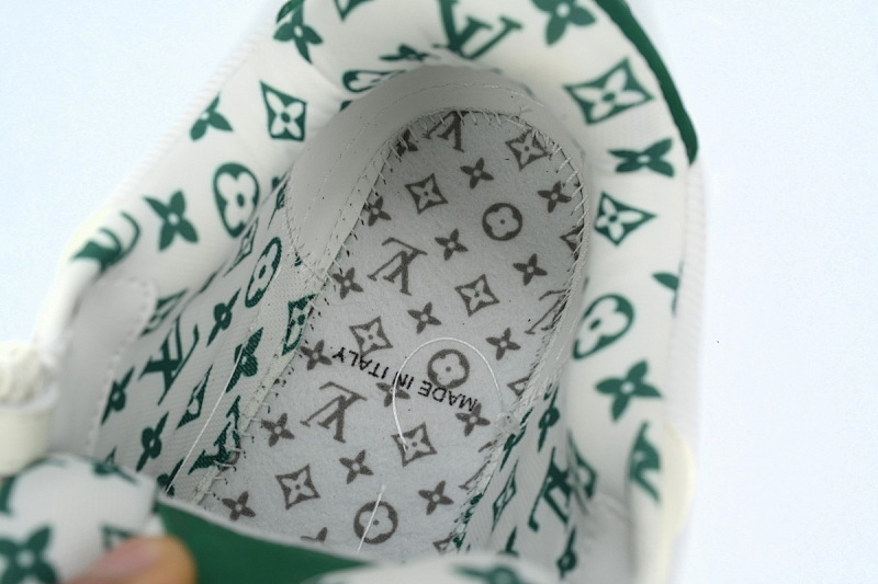 【EA0ET】SK8白绿 路易威登皮革系带时尚板鞋 1AC520 Louis Vuitton Leather lace up Fashionable Board Shoes White Green