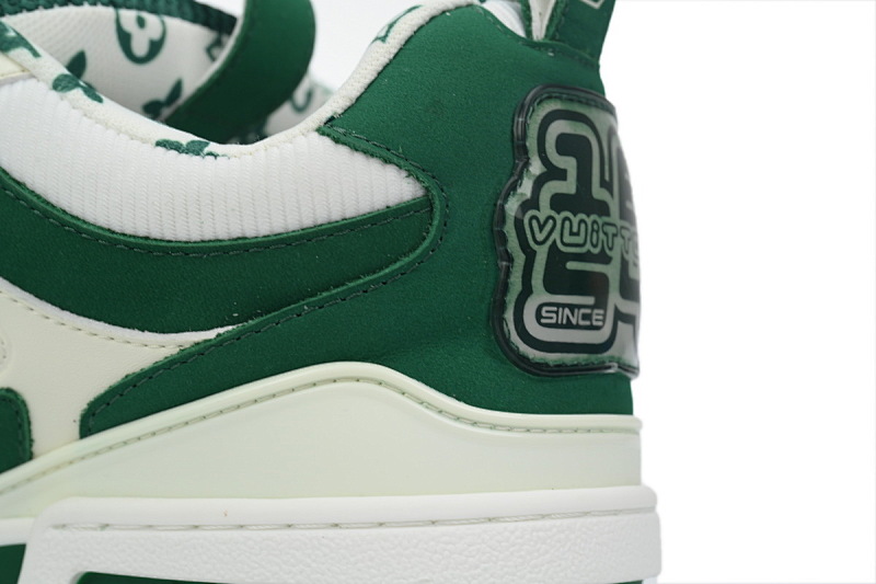 【EA0ET】SK8白绿 路易威登皮革系带时尚板鞋 1AC520 Louis Vuitton Leather lace up Fashionable Board Shoes White Green