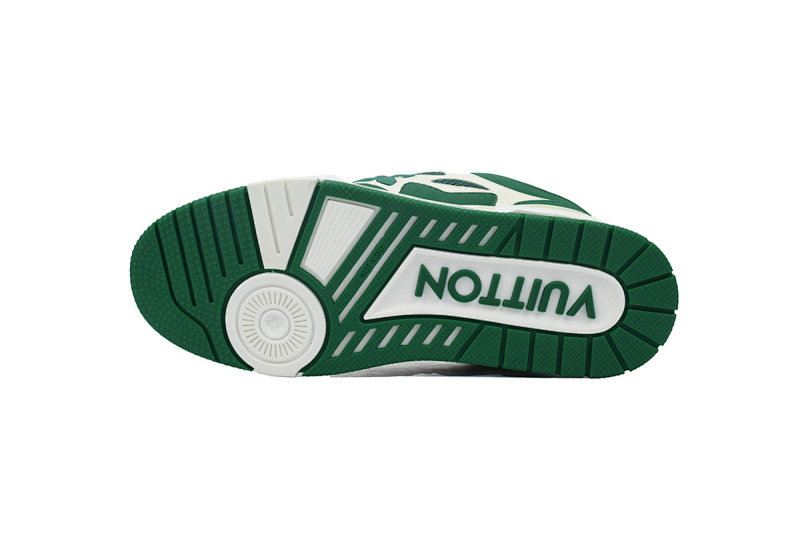 【EA0ET】SK8白绿 路易威登皮革系带时尚板鞋 1AC520 Louis Vuitton Leather lace up Fashionable Board Shoes White Green