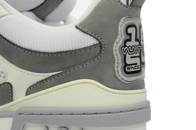 【EA0ET】SK8浅灰 路易威登皮革系带时尚板鞋 1ACQP4 Louis Vuitton Leather lace up Fashionable Board Shoes White Gray