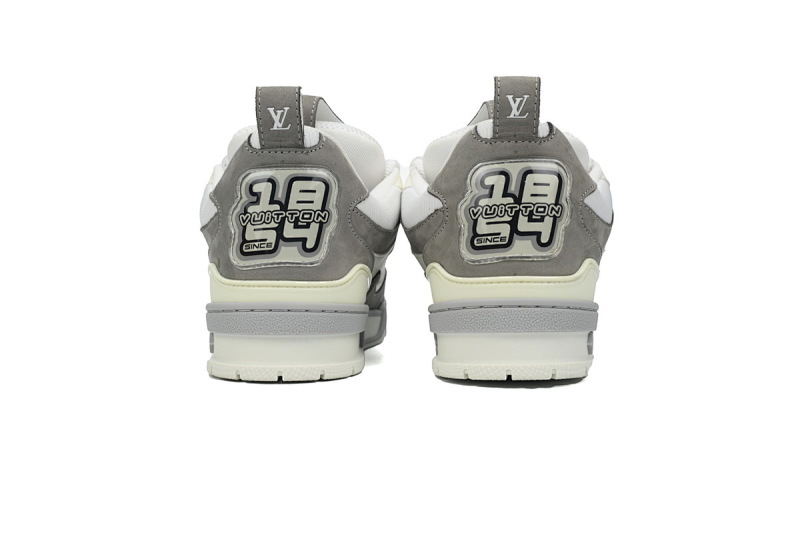 【EA0ET】SK8浅灰 路易威登皮革系带时尚板鞋 1ACQP4 Louis Vuitton Leather lace up Fashionable Board Shoes White Gray