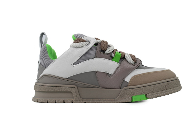 【EA0ET】SK8灰绿 LV板鞋 Louis Vuitton Skate Grey Green 皮革 低帮时尚板鞋