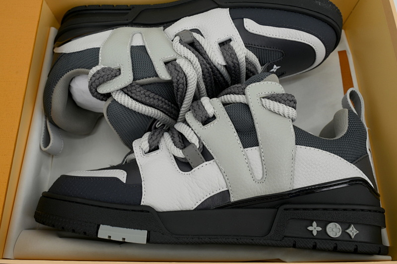 【EA0ET】SK8白灰黑 LV板鞋 Louis Vuitton Skate Black White 皮革 低帮时尚板鞋