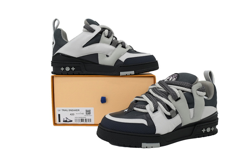 【EA0ET】SK8白灰黑 LV板鞋 Louis Vuitton Skate Black White 皮革 低帮时尚板鞋