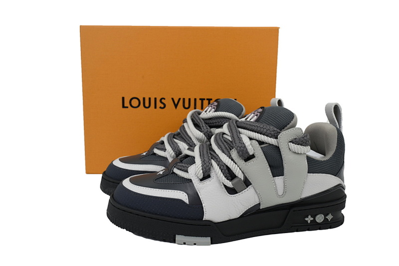 【EA0ET】SK8白灰黑 LV板鞋 Louis Vuitton Skate Black White 皮革 低帮时尚板鞋