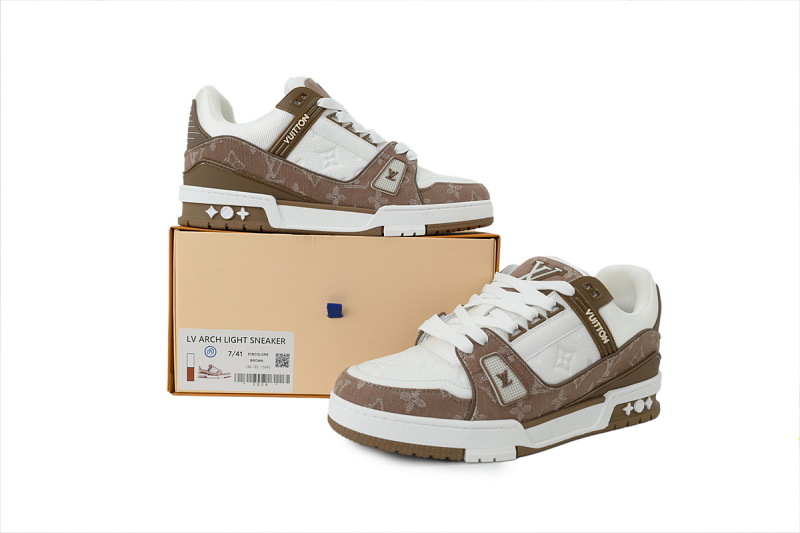 【FA5ET】棕色牛仔 路易威登 顶级芯片版LV休闲板鞋 Louis Vuitton Sneakers Brown
