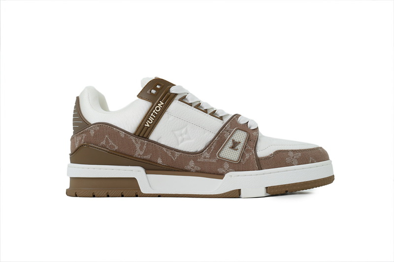 【FA5ET】棕色牛仔 路易威登 顶级芯片版LV休闲板鞋 Louis Vuitton Sneakers Brown
