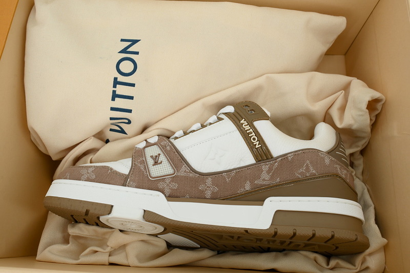 【FA5ET】棕色牛仔 路易威登 顶级芯片版LV休闲板鞋 Louis Vuitton Sneakers Brown