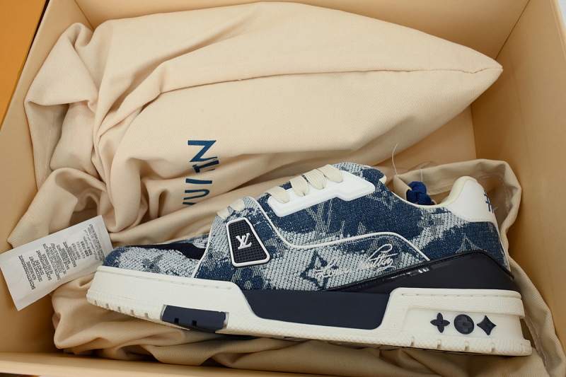【FA5ET】54牛仔编织 路易威登 顶级芯片版LV休闲板鞋 Louis Vuitton Sneakers Blue Denim Fabric