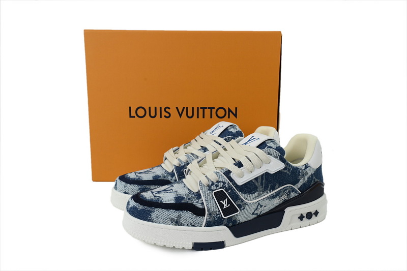 【FA5ET】54牛仔编织 路易威登 顶级芯片版LV休闲板鞋 Louis Vuitton Sneakers Blue Denim Fabric