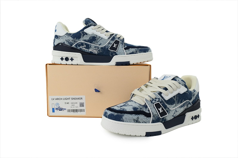 【FA5ET】54牛仔编织 路易威登 顶级芯片版LV休闲板鞋 Louis Vuitton Sneakers Blue Denim Fabric