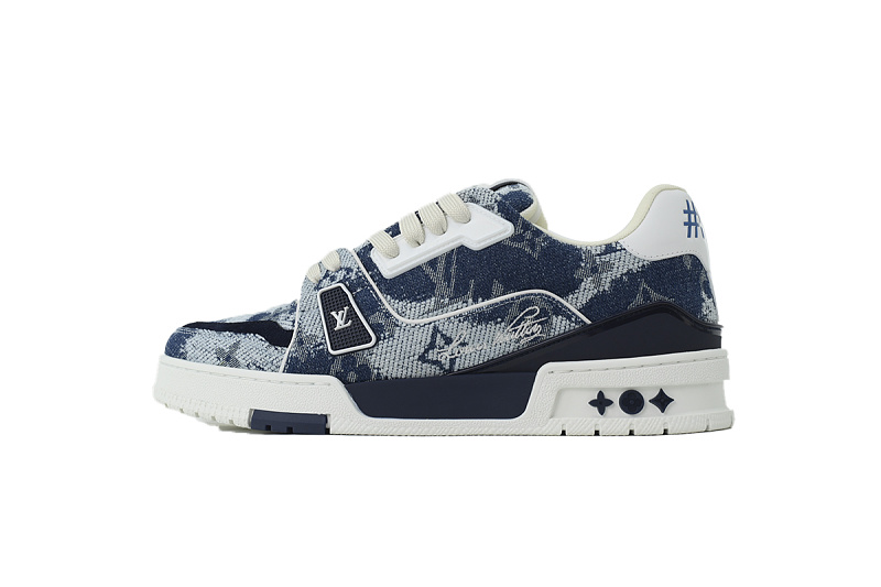 【FA5ET】54牛仔编织 路易威登 顶级芯片版LV休闲板鞋 Louis Vuitton Sneakers Blue Denim Fabric