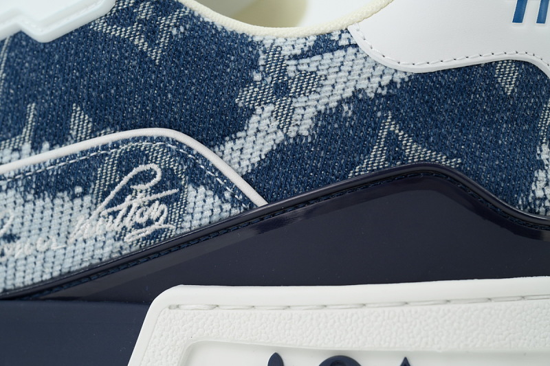 【FA5ET】54牛仔编织 路易威登 顶级芯片版LV休闲板鞋 Louis Vuitton Sneakers Blue Denim Fabric