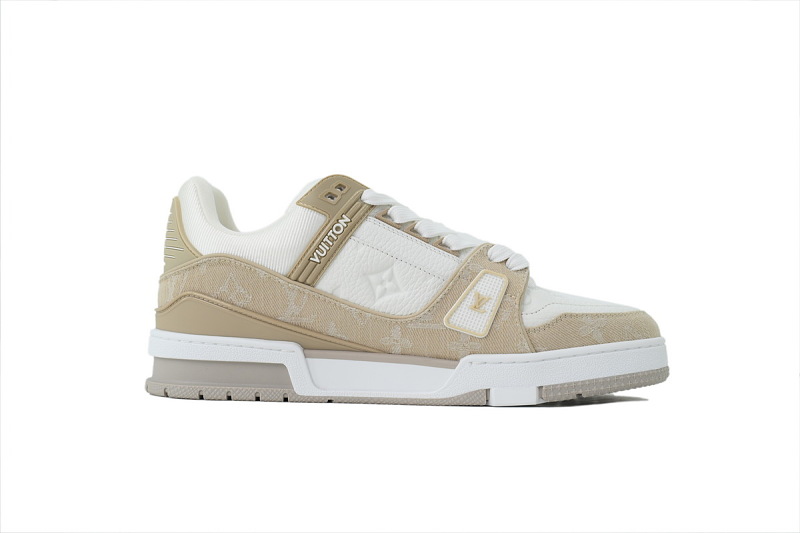 【FA5ET】杏色牛仔 路易威登 顶级芯片版LV休闲板鞋 Louis Vuitton Sneakers Apricot