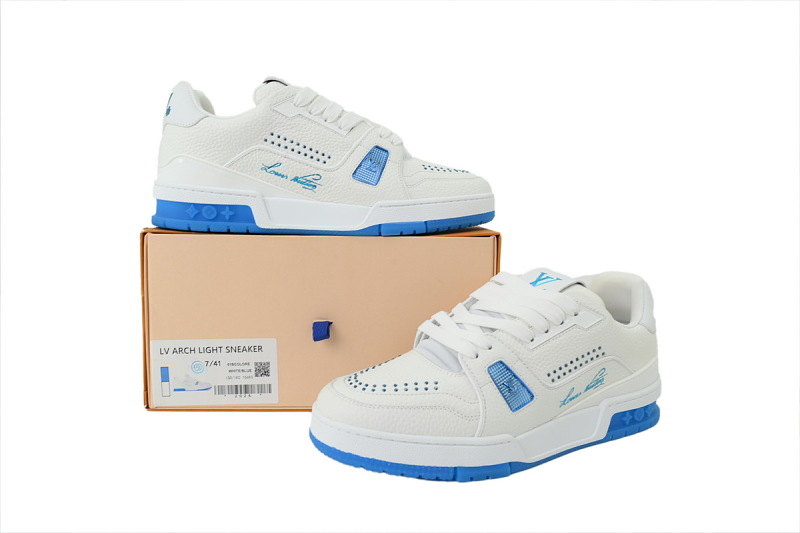 【FA5ET】白蓝铆钉 路易威登 顶级芯片版LV休闲板鞋 Louis Vuitton Sneakers White Blue