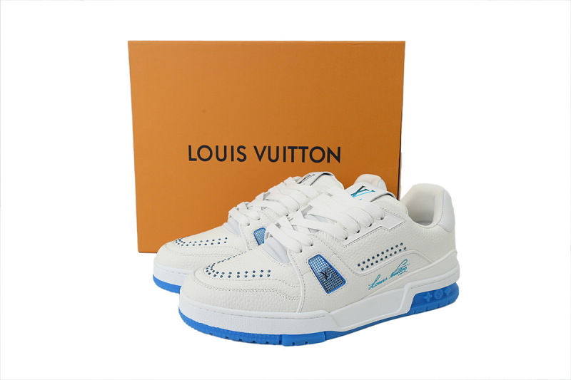 【FA5ET】白蓝铆钉 路易威登 顶级芯片版LV休闲板鞋 Louis Vuitton Sneakers White Blue