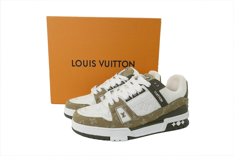 【FA5ET】军绿牛仔 路易威登 顶级芯片版LV休闲板鞋 Louis Vuitton Sneakers Green