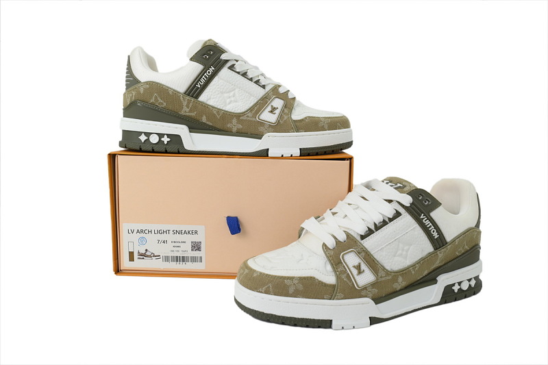 【FA5ET】军绿牛仔 路易威登 顶级芯片版LV休闲板鞋 Louis Vuitton Sneakers Green