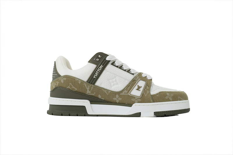 【FA5ET】军绿牛仔 路易威登 顶级芯片版LV休闲板鞋 Louis Vuitton Sneakers Green