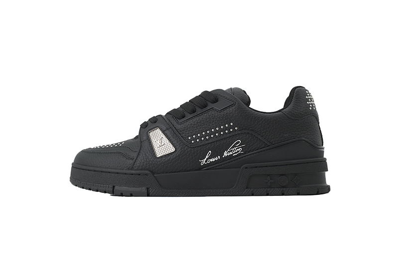 【FA5ET】黑色铆钉 路易威登 顶级芯片版LV休闲板鞋 Louis Vuitton Sneakers Black