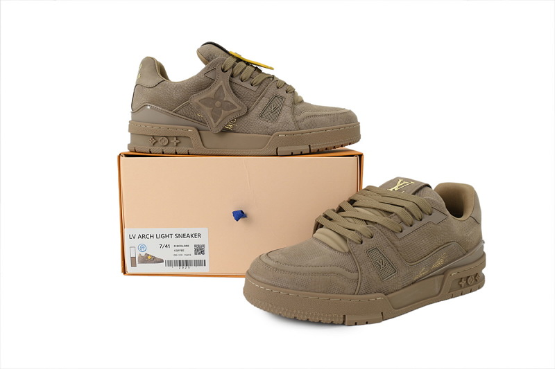 【FA5ET】54褐色 路易威登 顶级芯片版LV休闲板鞋 Louis Vuitton Sneakers Brown