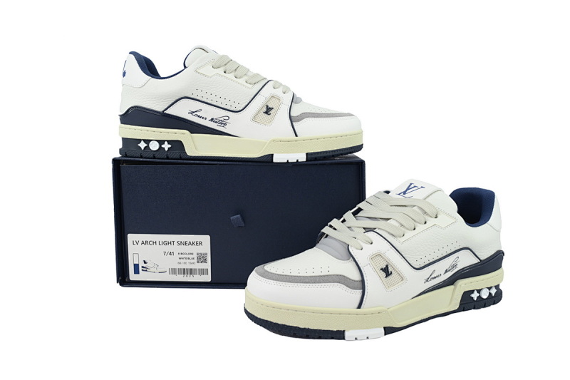 【FA5ET】54白蓝 路易威登 顶级芯片版LV休闲板鞋 LOUIS VUITTON White Blue