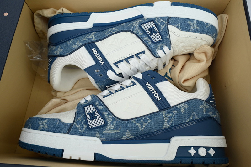 【FA5ET】蓝牛仔 路易威登 顶级芯片版LV休闲板鞋 LOUIS VUITTON Blue Jean