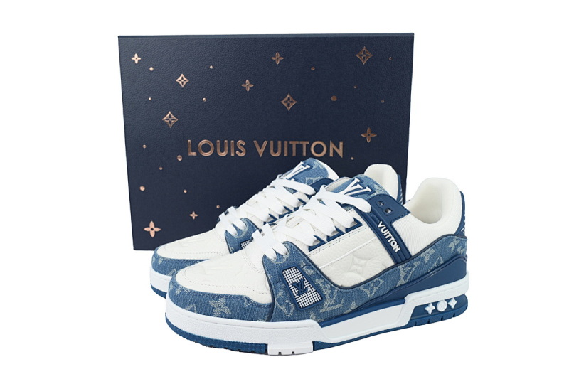 【FA5ET】蓝牛仔 路易威登 顶级芯片版LV休闲板鞋 LOUIS VUITTON Blue Jean