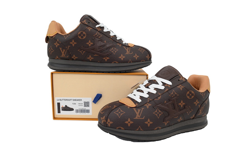 【DA7ET】咖色老花 路易威登 LV生活休闲阿甘鞋 LOUIS VUITTON x Nigo 联名款 Buttersoft FW25 圆头系带 低帮 Coffee colored Old Flowe