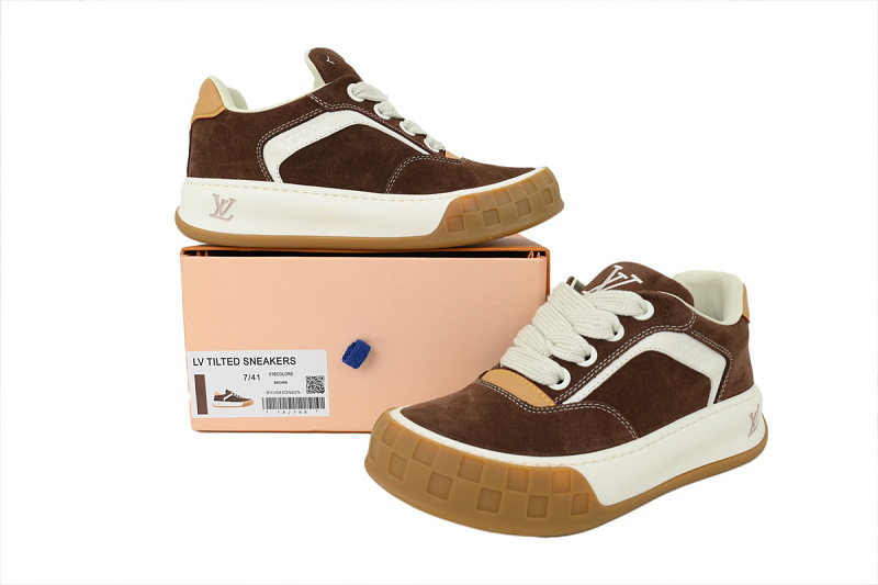 【DA0AP】咖色 路易威登 圆头系带板鞋 LOUIS VUITTON Brown