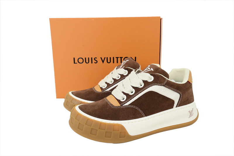 【DA0AP】咖色 路易威登 圆头系带板鞋 LOUIS VUITTON Brown