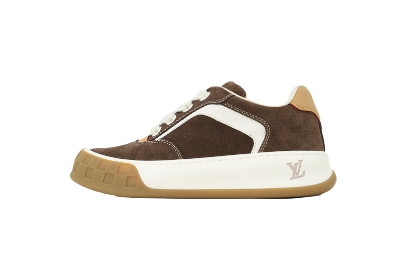 【DA0AP】咖色 路易威登 圆头系带板鞋 LOUIS VUITTON Brown