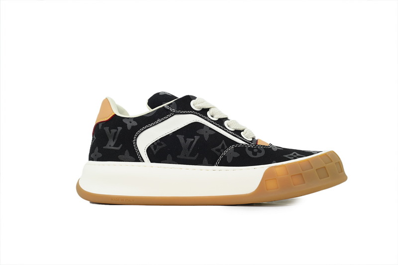 【DA0AP】黑色印花 路易威登 圆头系带板鞋 LOUIS VUITTON Black