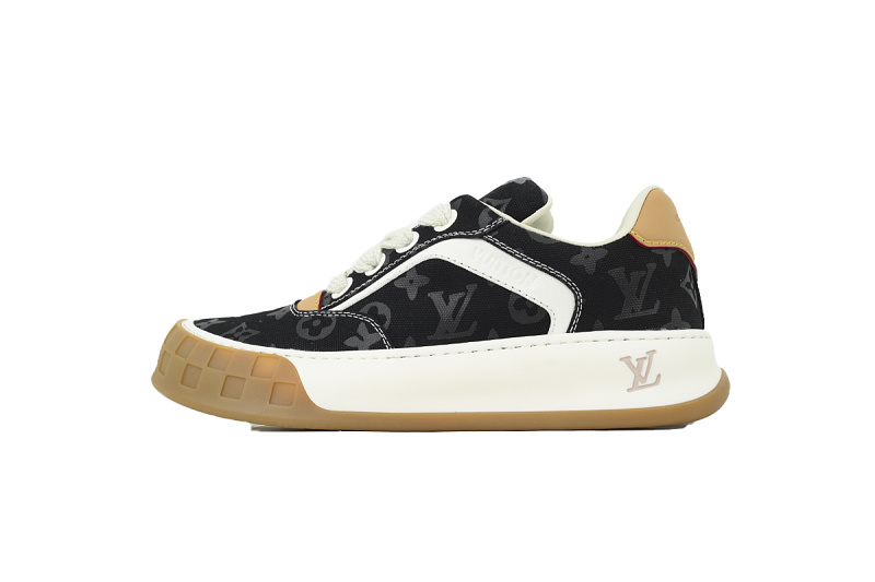 【DA0AP】黑色印花 路易威登 圆头系带板鞋 LOUIS VUITTON Black