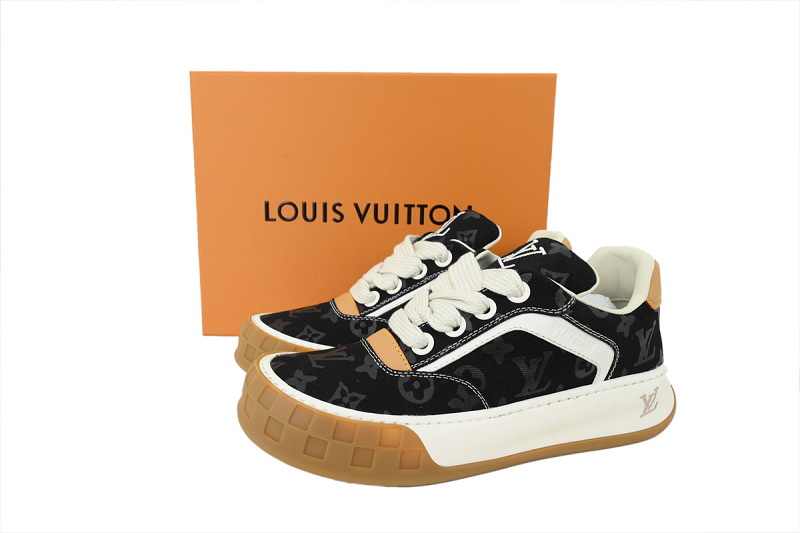 【DA0AP】黑色印花 路易威登 圆头系带板鞋 LOUIS VUITTON Black