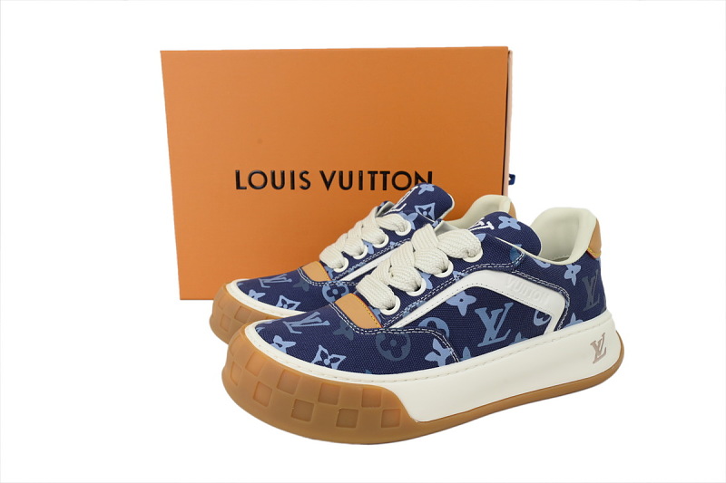 【DA0AP】蓝色印花 路易威登 圆头系带板鞋 LOUIS VUITTON Blue