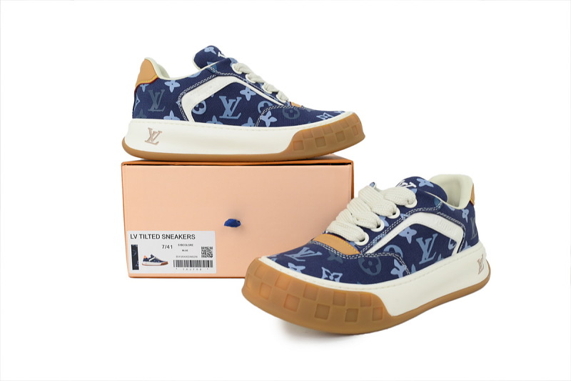 【DA0AP】蓝色印花 路易威登 圆头系带板鞋 LOUIS VUITTON Blue