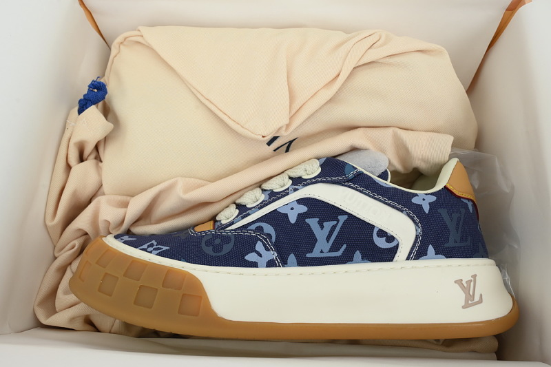 【DA0AP】蓝色印花 路易威登 圆头系带板鞋 LOUIS VUITTON Blue