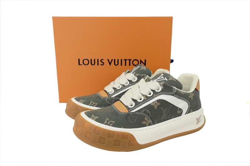 【DA0AP】绿色印花 路易威登 圆头系带板鞋 LOUIS VUITTON Green