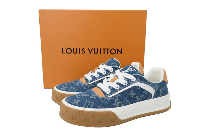 【DA0AP】牛仔印花 路易威登 圆头系带板鞋 LOUIS VUITTON Denim Print