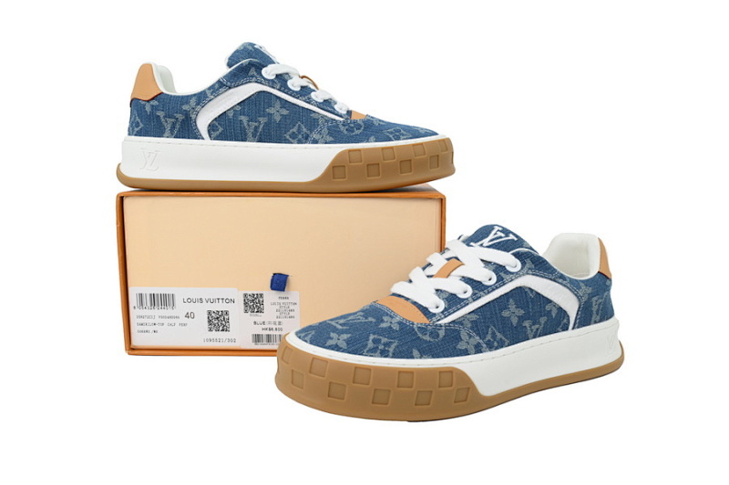 【DA0AP】牛仔印花 路易威登 圆头系带板鞋 LOUIS VUITTON Denim Print