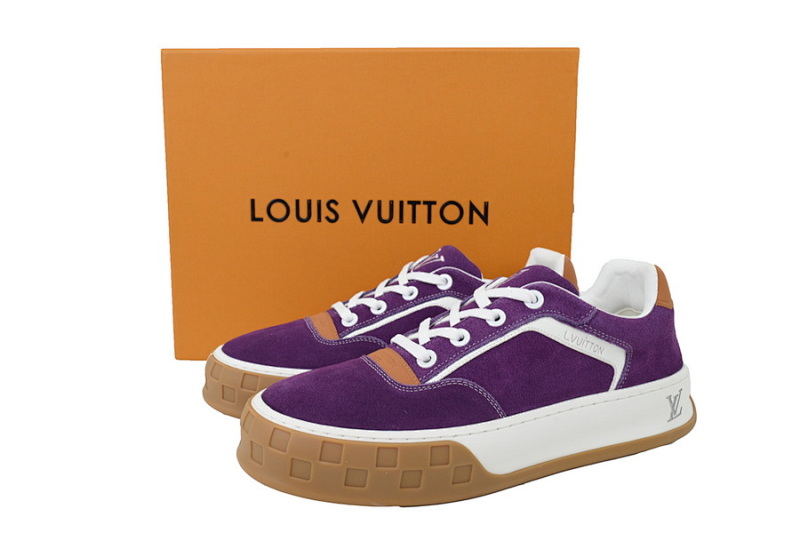 【DA0AP】紫色 路易威登 圆头系带板鞋 LOUIS VUITTON Purple
