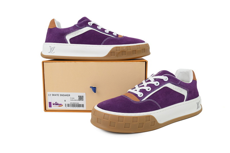 【DA0AP】紫色 路易威登 圆头系带板鞋 LOUIS VUITTON Purple