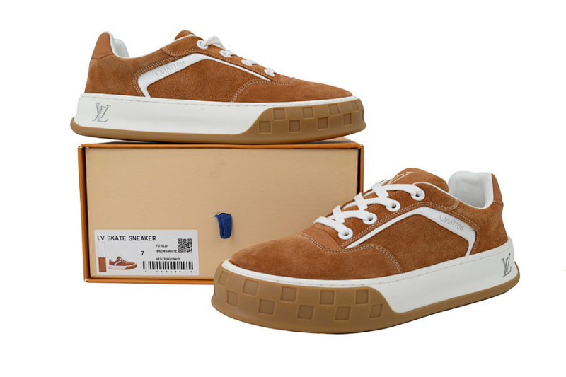 【DA0AP】棕色 路易威登 圆头系带板鞋 LOUIS VUITTON Brown