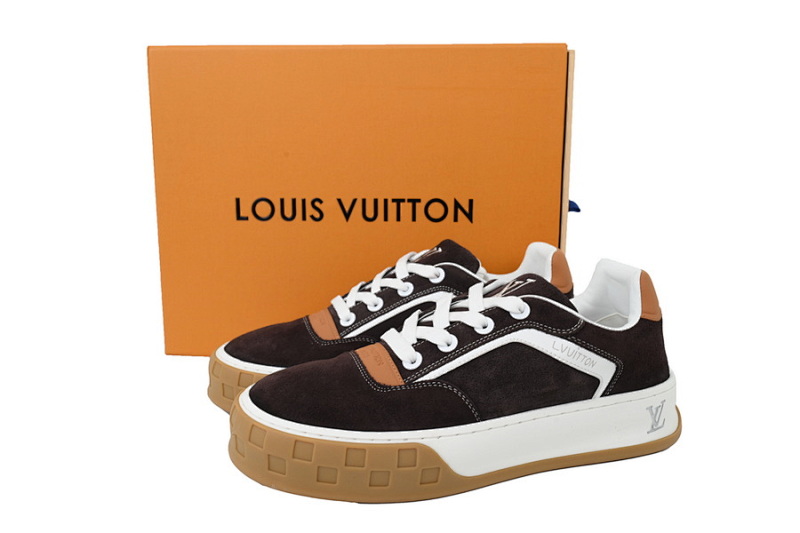 【DA0AP】黑棕 路易威登 圆头系带板鞋  LOUIS VUITTON Brown